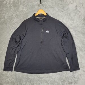 REI Co-op Mens 3XL Swiftland Thermal Running 1/2 Zip Pullover Black Polartec